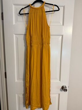 Tahari Mustard Halter Maxi Dress